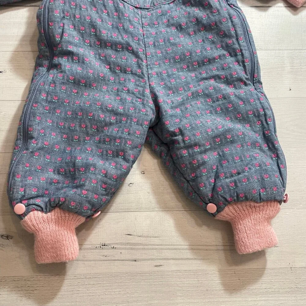 Vintage OshKosh B’Gosh tulip hearts baby bunting snowsuit‎ 12 months